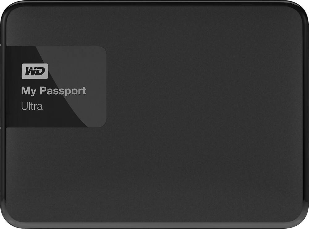 Front. WD - My Passport Ultra 4TB External USB 3.0 Portable Hard Drive - Classic black.