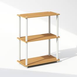 Furinno - Turn-N-Tube 3-Tier Multipurpose Compact Display Rack, Shelving Unit, Bookcase - Beech/White