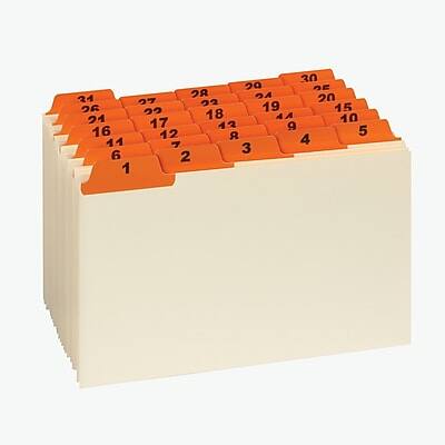 Alt View 2. Oxford - Oxford Laminated Tab Daily Index Card Guides, 5" x 8", Manila, 31/Set (OXF05832) - Manila.