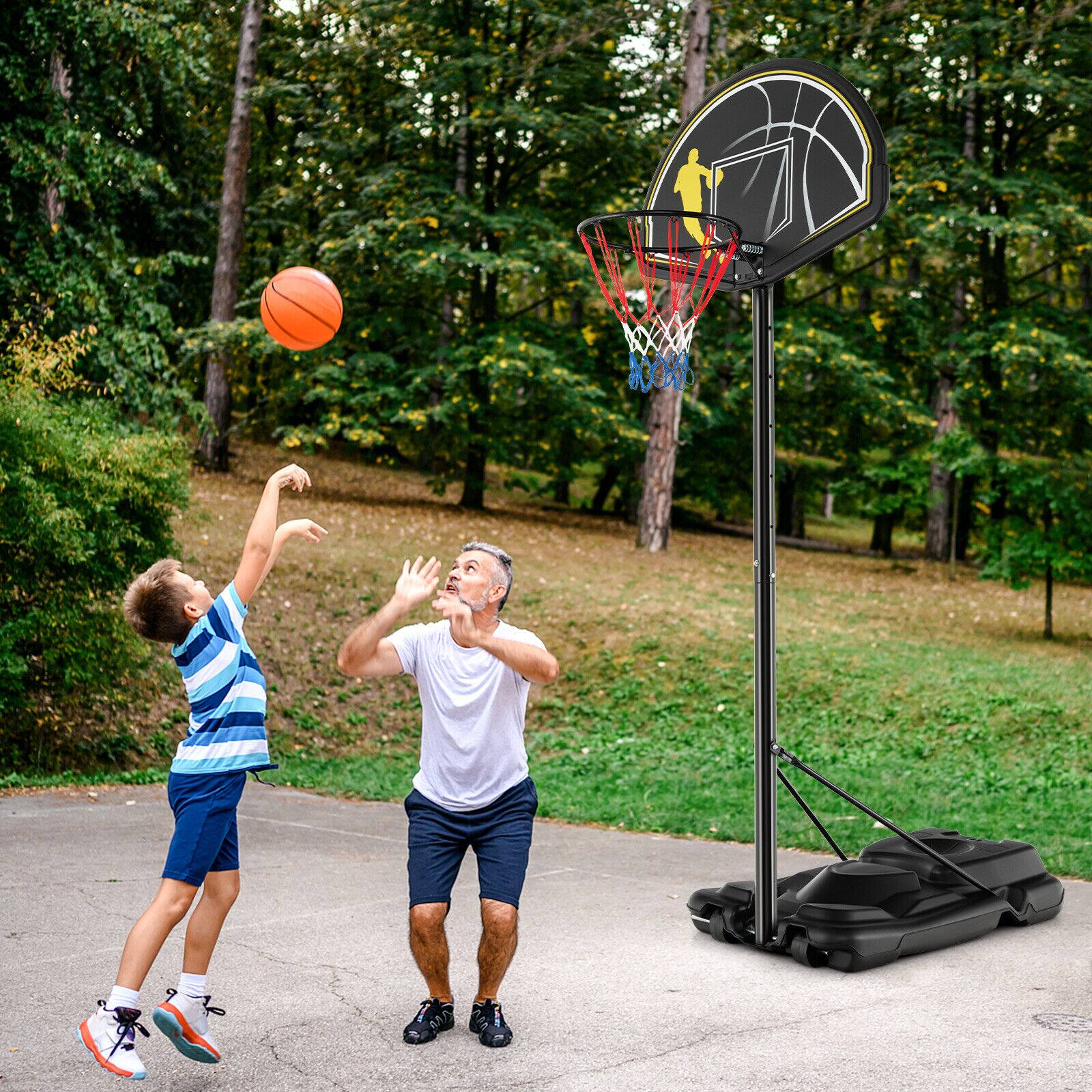 Alt View 1. Ecooso - Portable Basketball Hoop System with 4.25–10 ft Adjustable Height - Black.