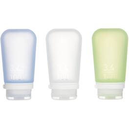Humangear - GoToob+ Soft Silicone Travel Bottle 3-Pack - Large - Clear/Green/Blue