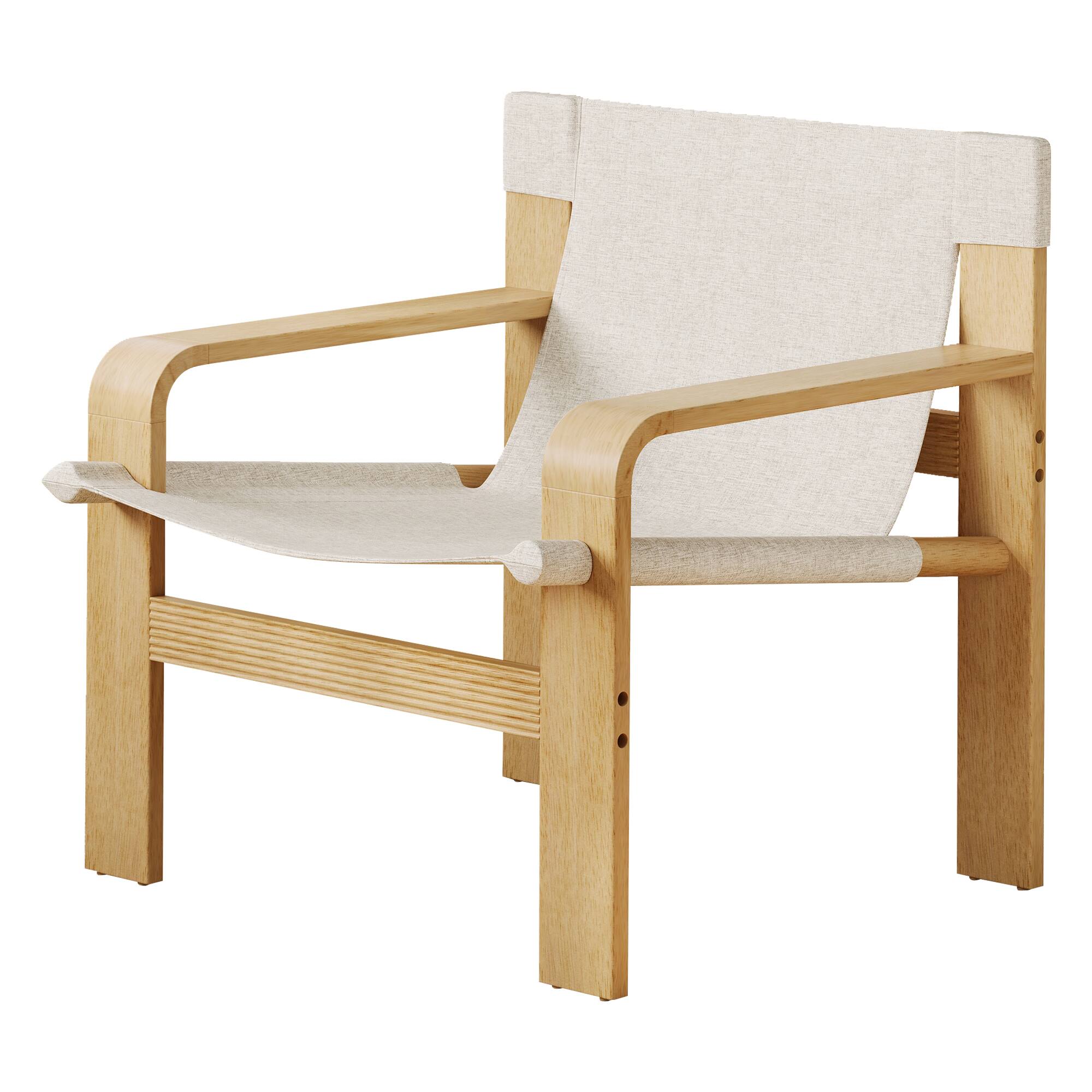 Alt View 7. Ecooso - Detachable and Washable Oak Accent Chair Wide Armrest Mid-Century Lounge Chair Linen Fabric Armchair & Solid Wood Frame - White.