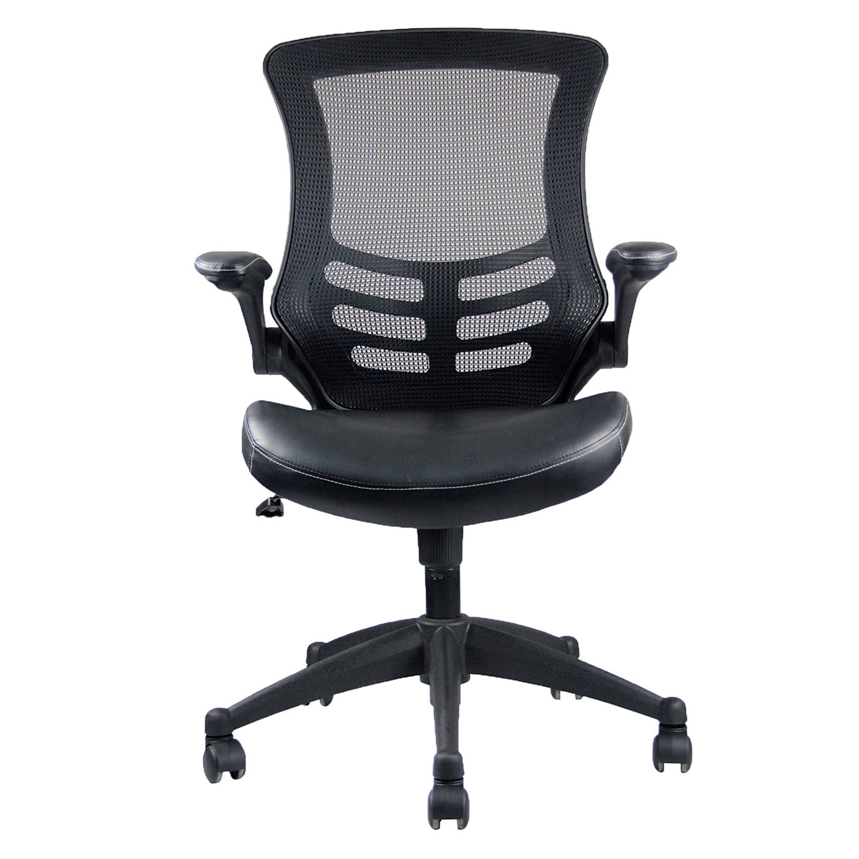 Back. Forest'nSky - Techni Mobili Modern Mesh Office Chair, Mid-Back with Adjustable Arms, Black - Black.