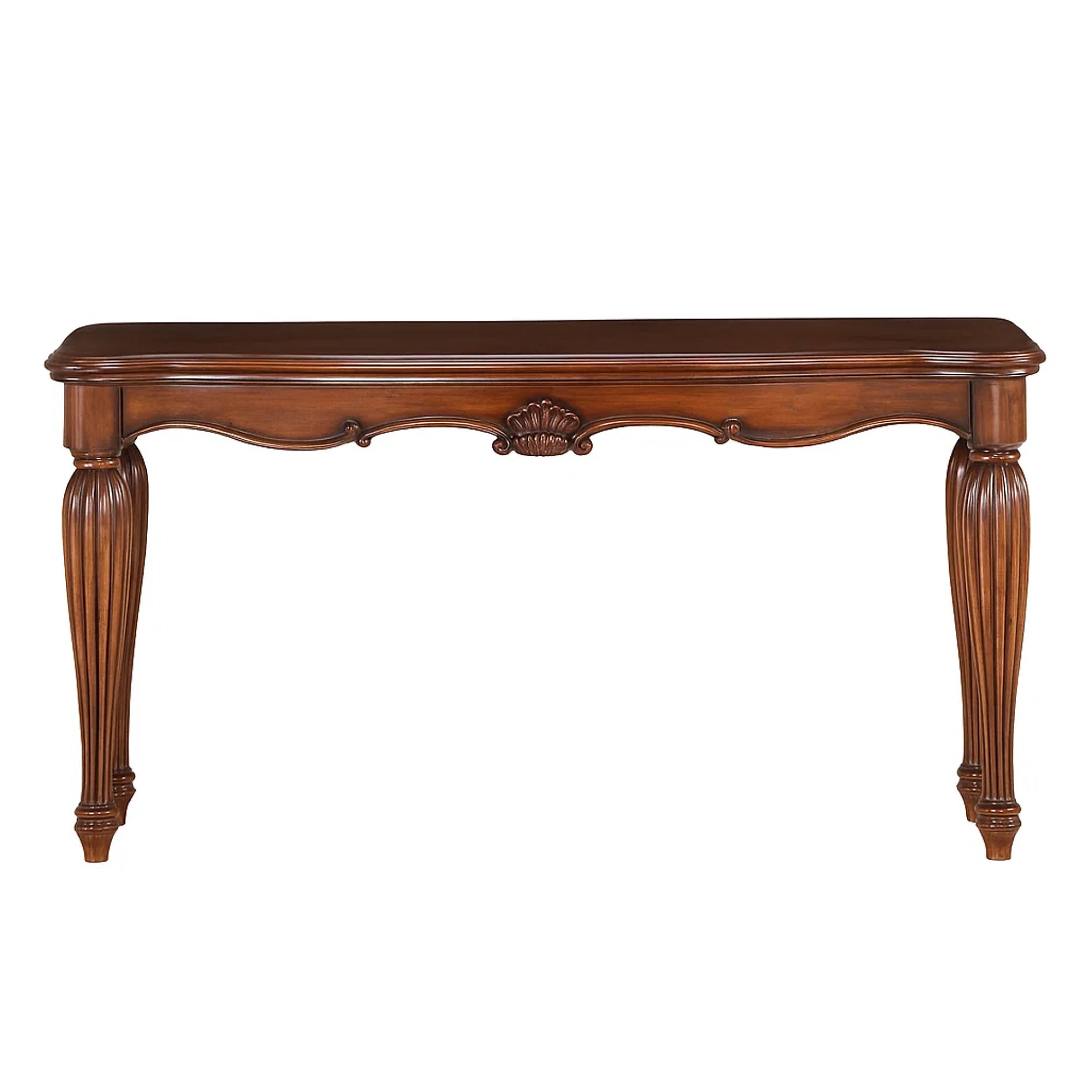Alt View 1. Manhattan Lane - Wooden Sofa Table with Carved Details - Brown.