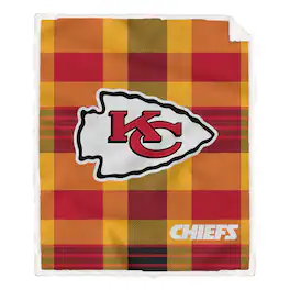 Pegasus - Kansas City Chiefs 60- x 70- Plaid Steel Ultra Cozy Sherpa Blanket - Multicolor