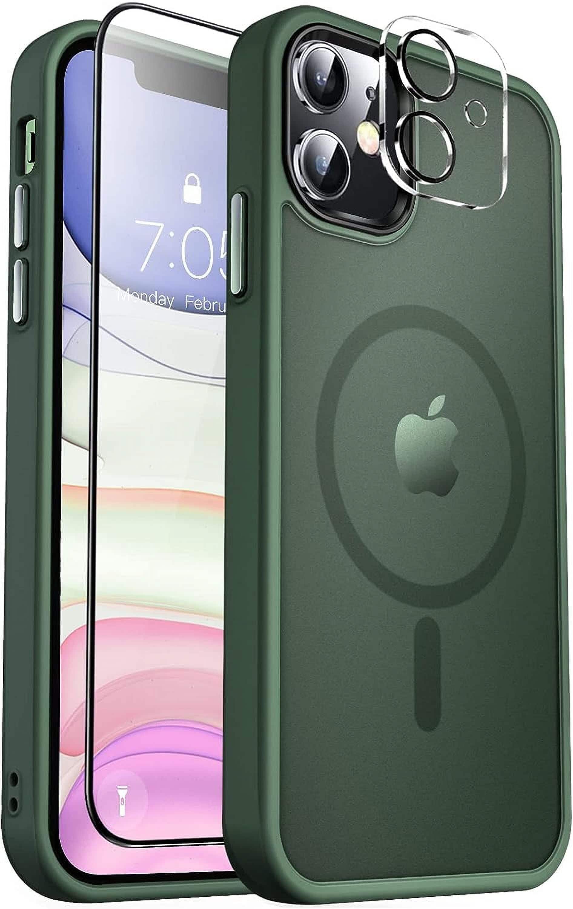 Entronix - iPhone 11 Bundle: Magnetic Translucent Matte Case, Screen & Lens Protectors - Green