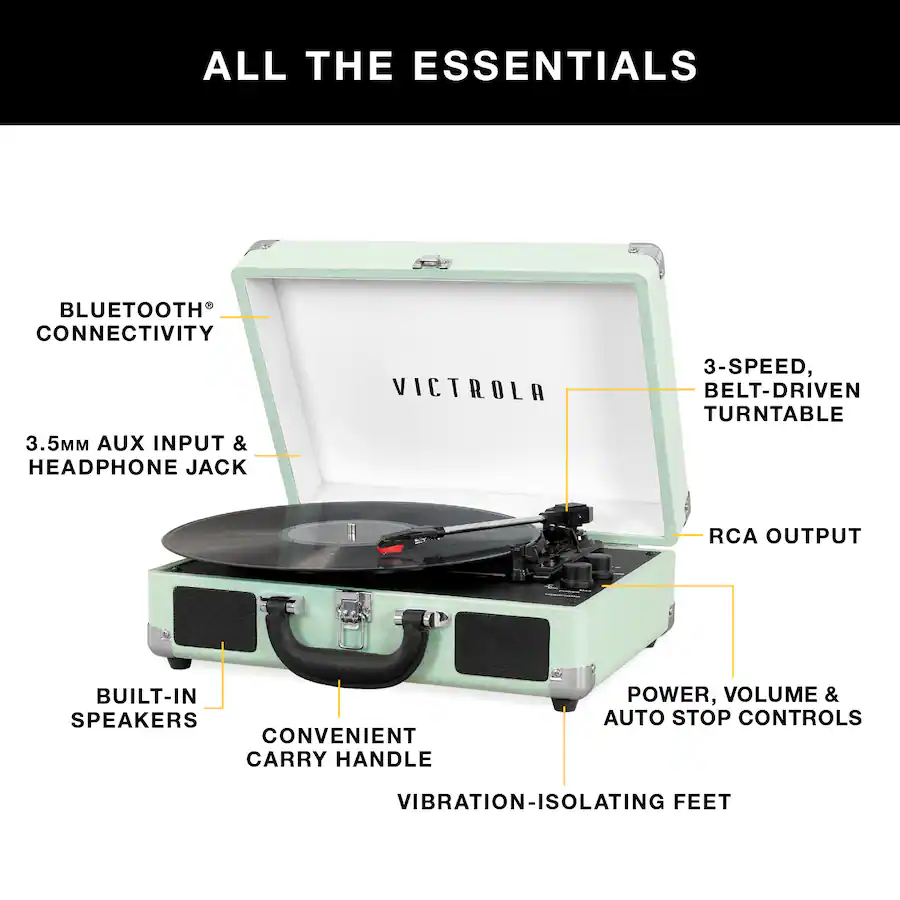 Box Victrola Victrola Journey Bluetooth Suitcase Record Player with 3 speed ...