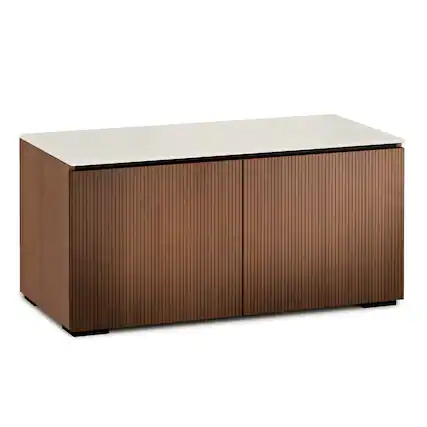 Front. Salamander Designs - Salamander Designs Chameleon Collection Manhattan 221 Twin AV Cabinet - Taupe/Walnut.