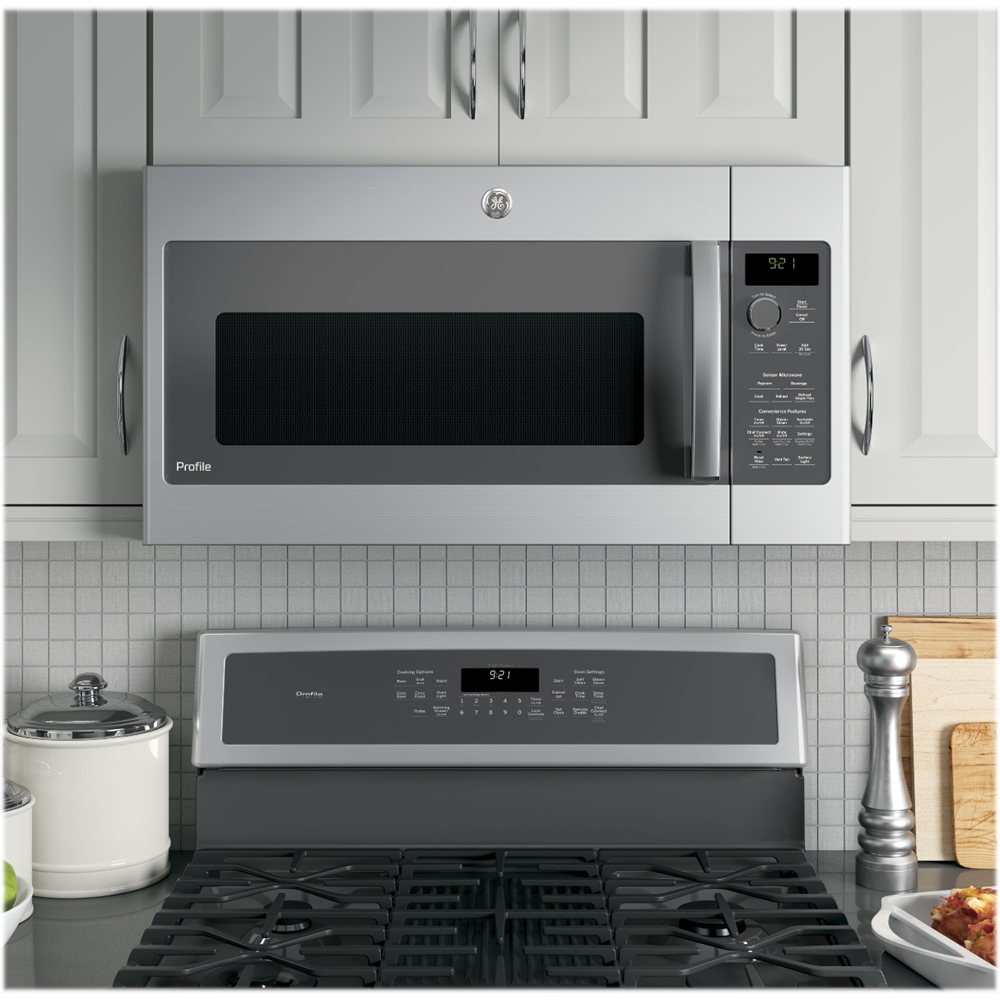 GE Profile - 2.1 cu. ft. Sensor Over-the-Range Microwave - Stainless