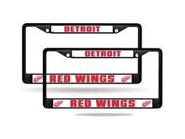Rico Industries - Detroit Red Wings NHL Black Metal License Plate Frame - Set of 2 Frames - Multi