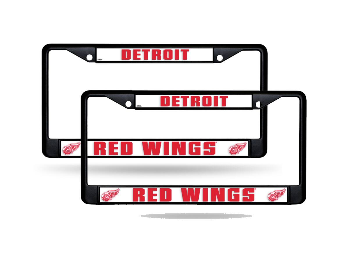 Detroit Red Wings Black Metal License Plate Frame - Set of 2 Frames
