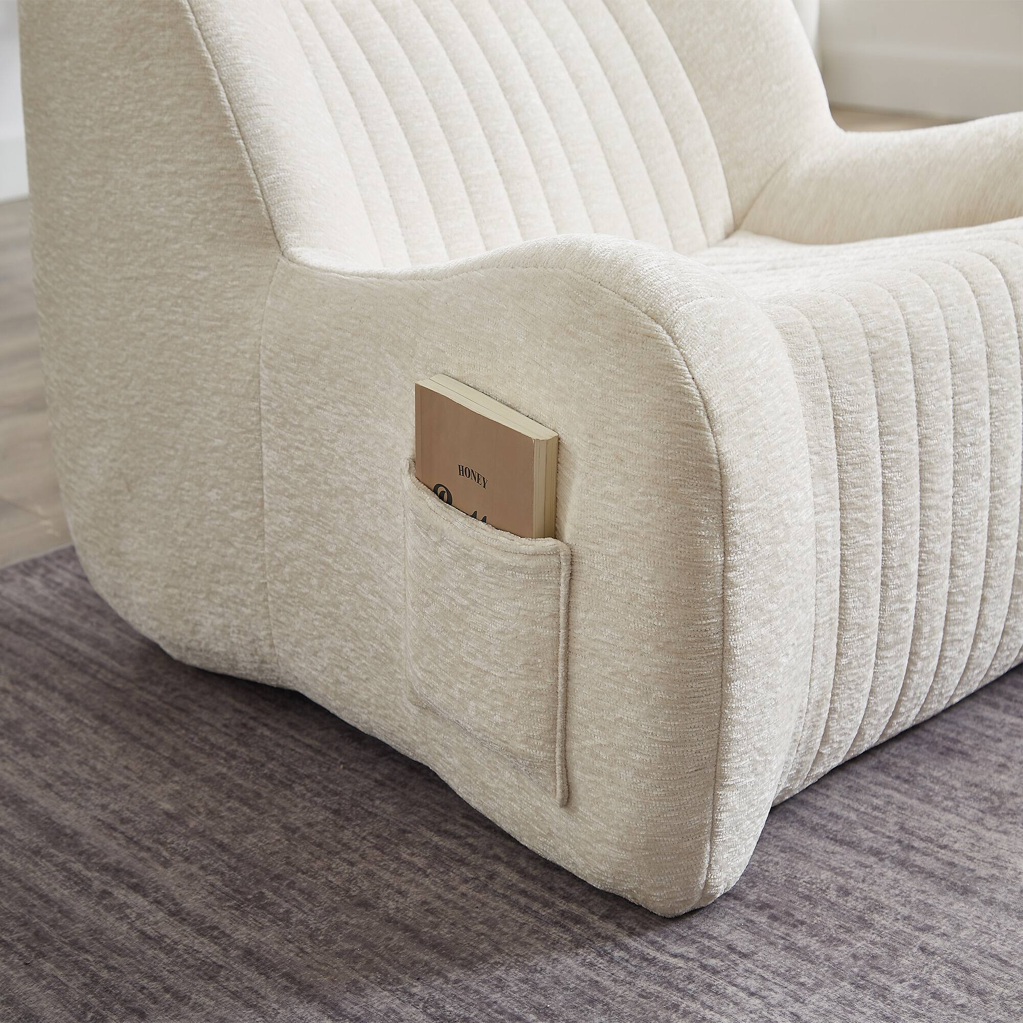 Alt View 6. GOODSILO - Oversized Bean Bag Chair with Armrests - Comfy Lounge Lazy Floor Sofa Accent Chair for Living Room, Bedroom - White.