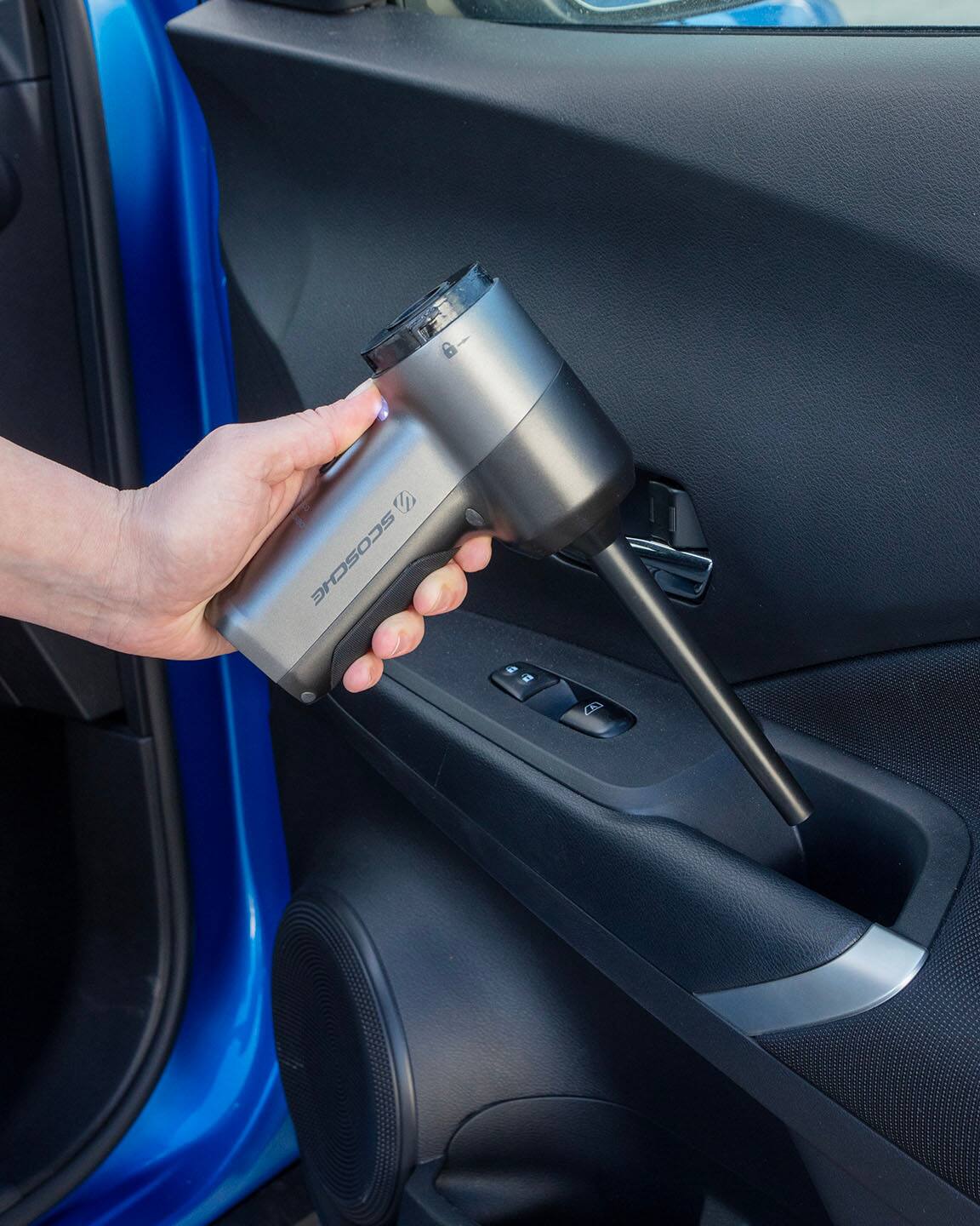 Left. Scosche - Scosche SCOVAC 4-in-1 Cordless Handheld Vacuum Cleaner with Inflator, Deflator & Air Duster for Car, Home or Office. - Black.