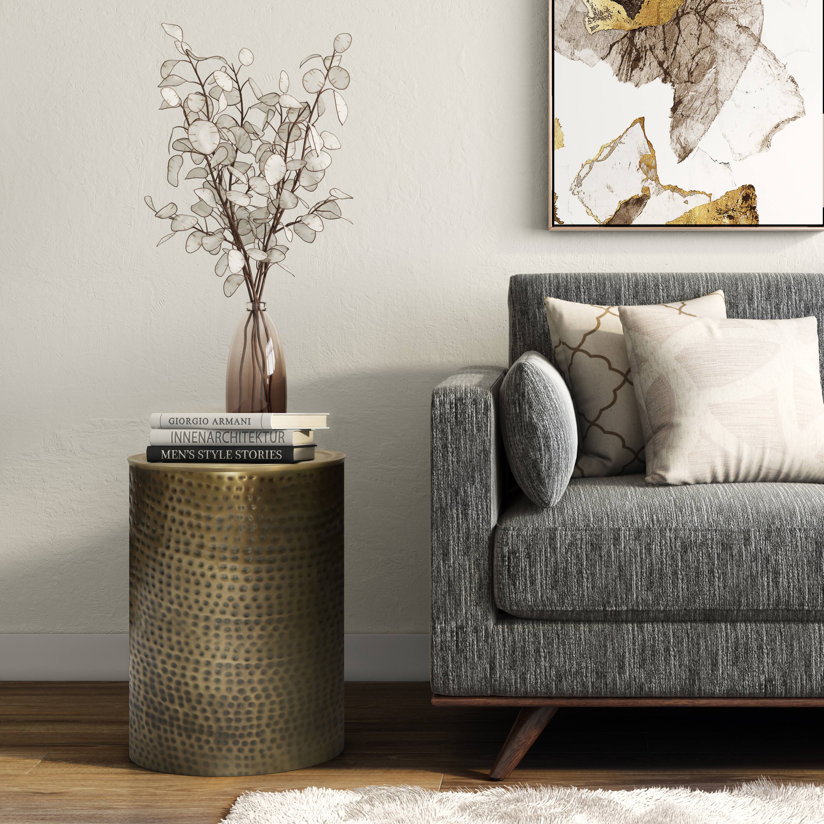 Left. Simpli Home - Corbin Metal Side Table - Hammered Antique Gold.