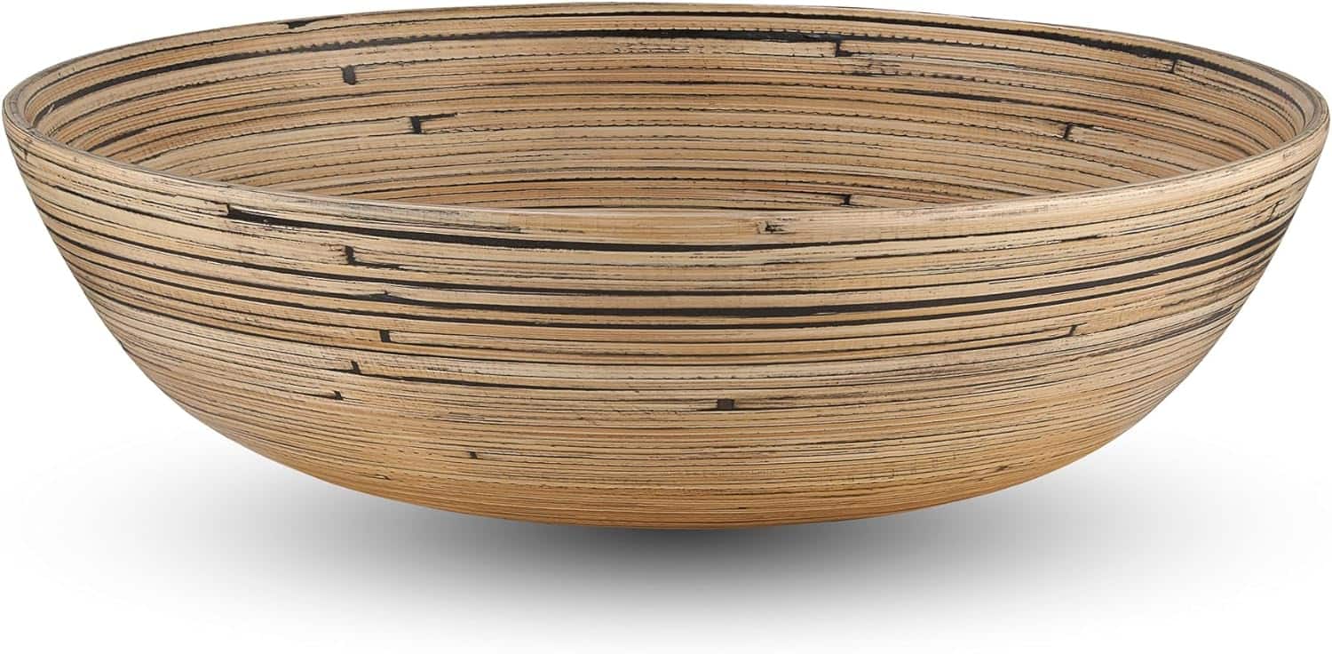 Lexa - Bamboo Salad Bowl, 12 Inch, Black Bamboo - Black/Natural