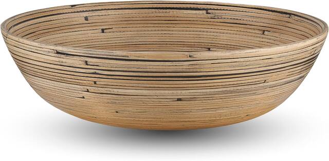 Front. Lexa - Bamboo Salad Bowl, 12 Inch, Black Bamboo - Black/Natural.