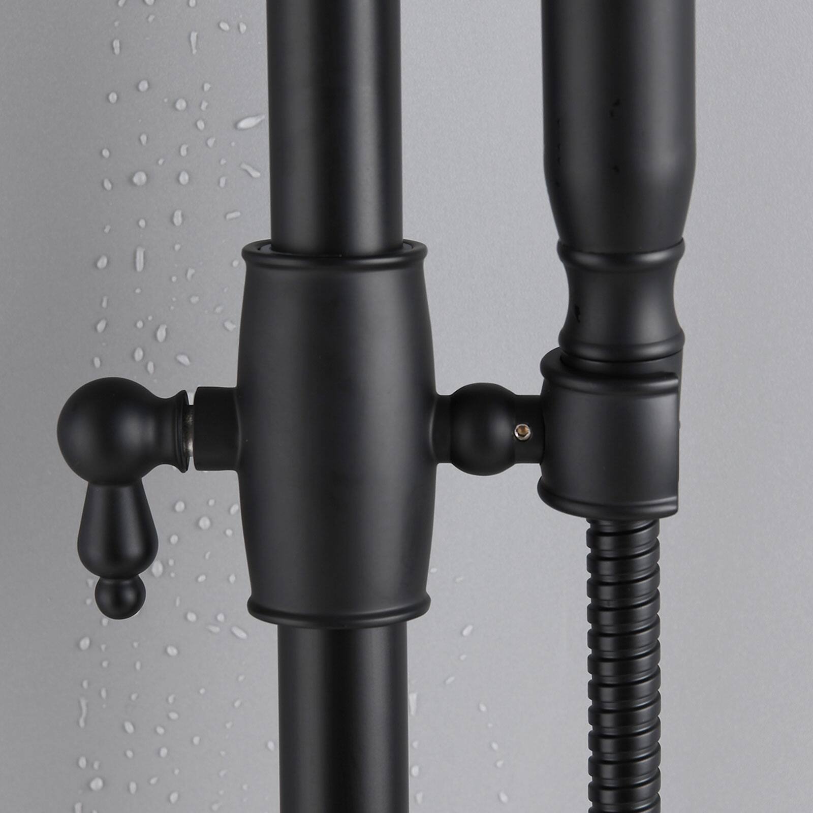 Alt View 5. Akoasm - 8-Inch Rain Shower Combo System - Wall Mount with 3-Function Hand Shower, Air Injection Tech, Slide Bar, Matte Black - Matte Black.