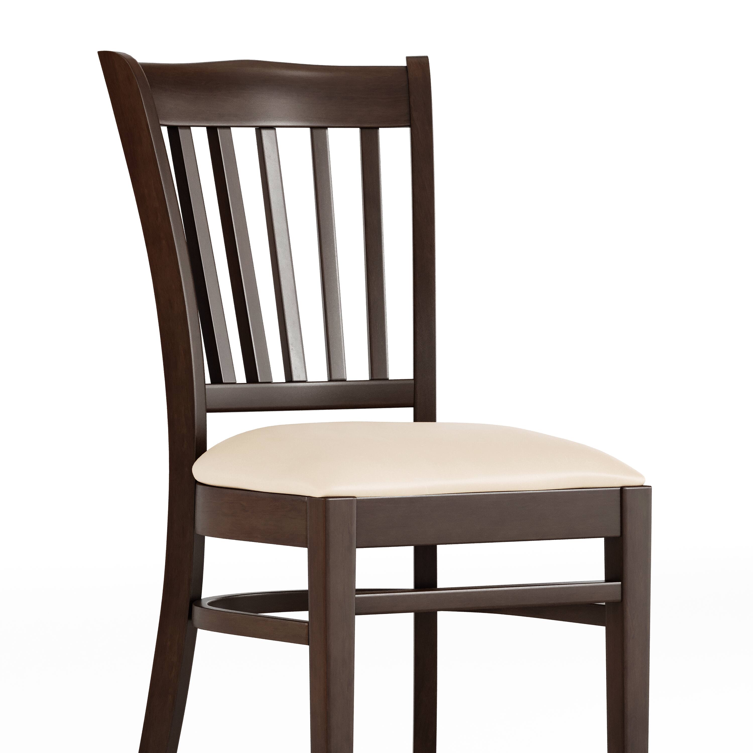 Alt View 10. Emma + Oliver - Vertical Slat Back Wooden Restaurant Dining Chair - Tan Vinyl Seat/Walnut Wood Frame.