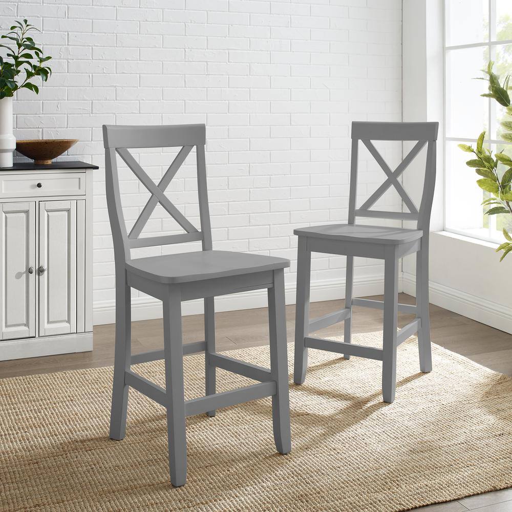 Alt View 3. Crosley Furniture - X-Back 2-Piece Counter Height Bar Stool Set - 2 Stools - Gray.