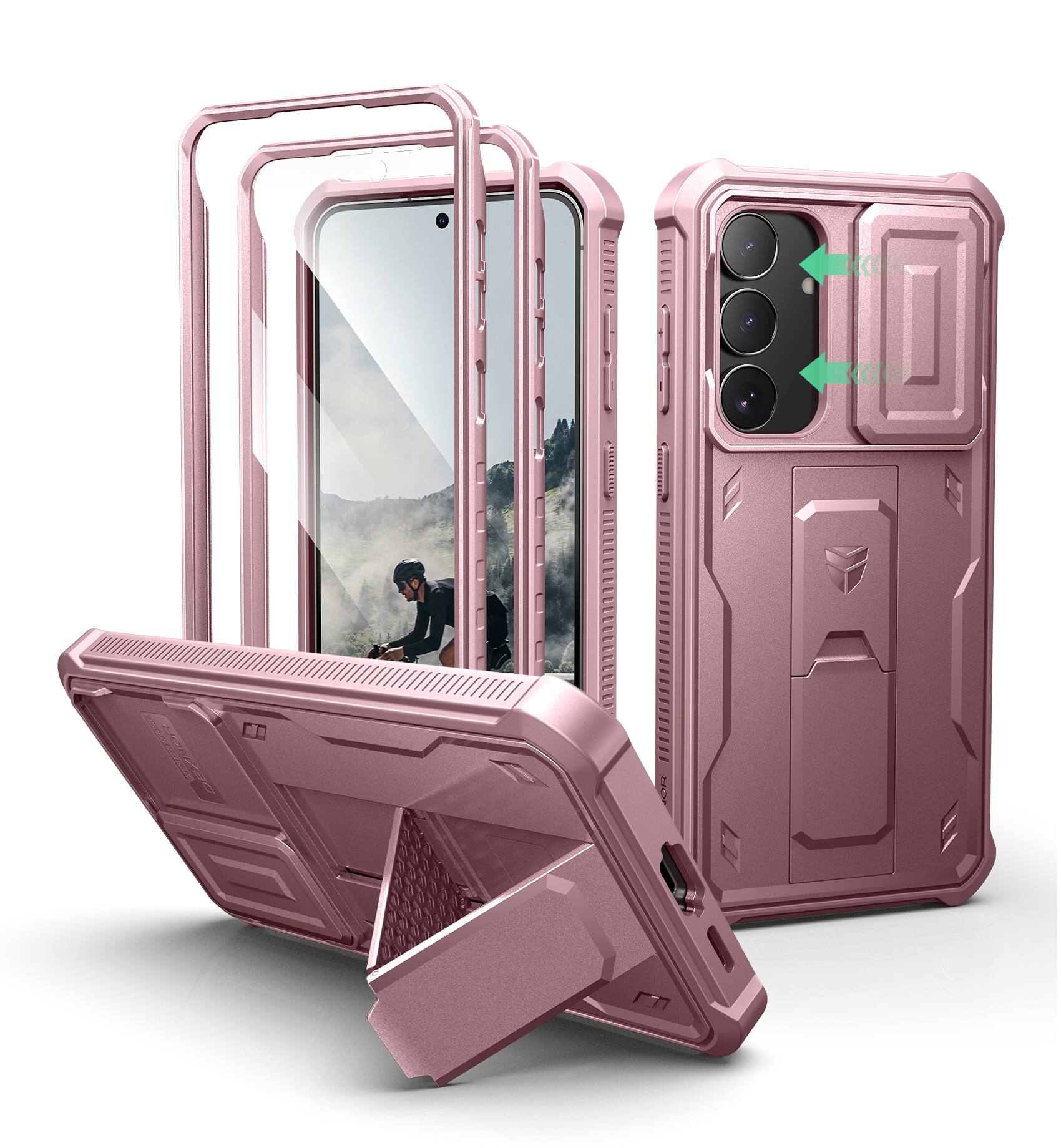 Dexnor - Case for Samsung Galaxy S25 FE Heavy-Duty Rugged Case Full-Body Protective Cover(2025),6.7 inch - Peony Pink