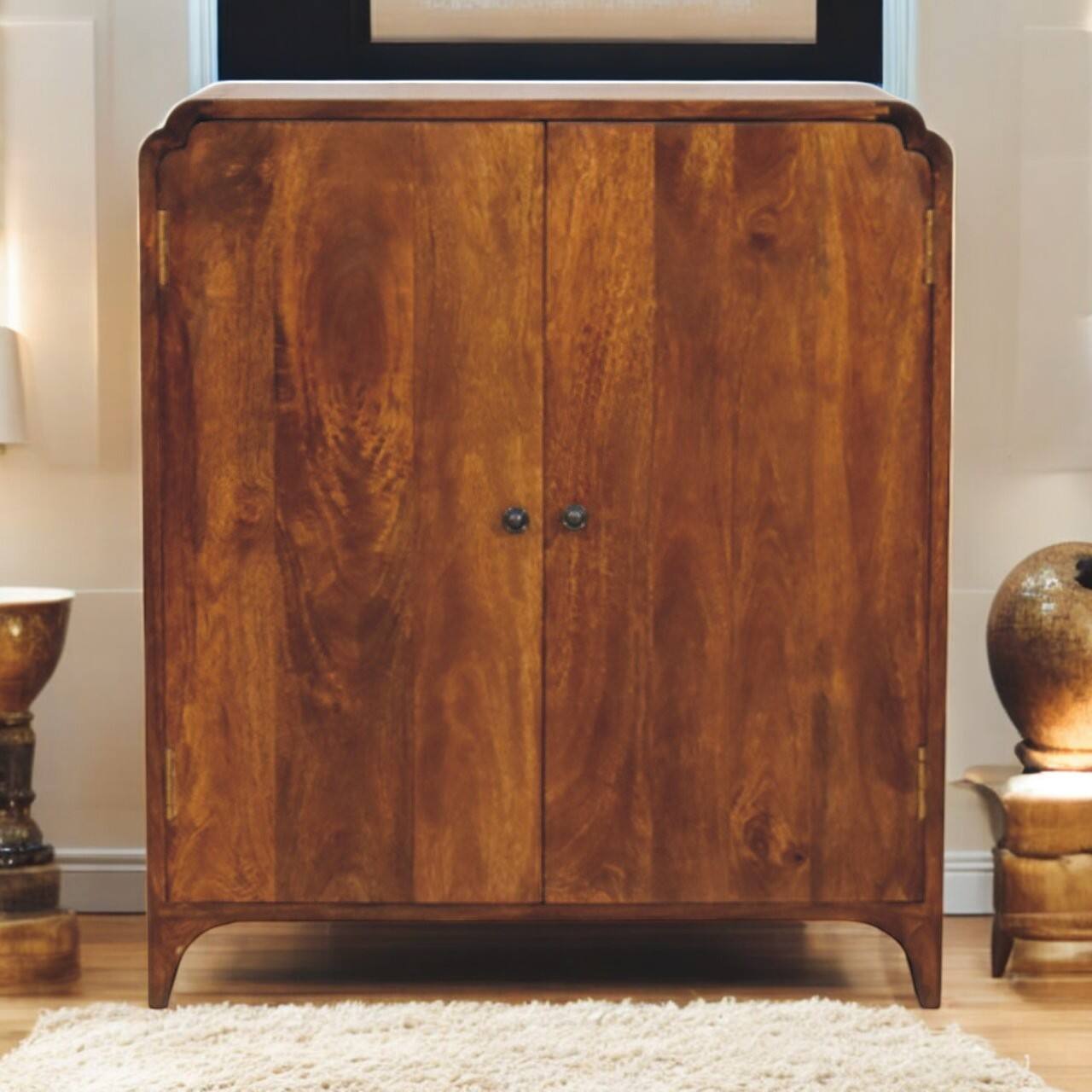 Alt View 6. Artisan Furniture - Artisan Furniture Solid Wood Newton Chestnut Cabinet, 2 Doors, Dark Brown - Dark Brown.
