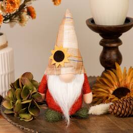 Northlight - Fall Harvest Gnome with Sunflower Hat Decoration - 7.5" - Orange