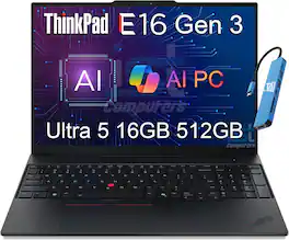 Lenovo - Refurbished Excellent - Upgraded - ThinkPad E16 Gen 3 16" WUXGA AI PC Laptop - Intel 12-Core Ultra 5 225U - 16GB Memory - 512GB SSD - Win 11Pro - Black