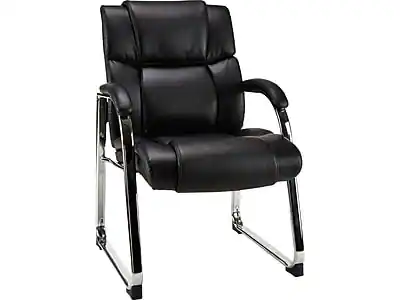 Front. Staples - Staples Sonada Faux Leather Guest Chair, Black (28364-CC) - Black.