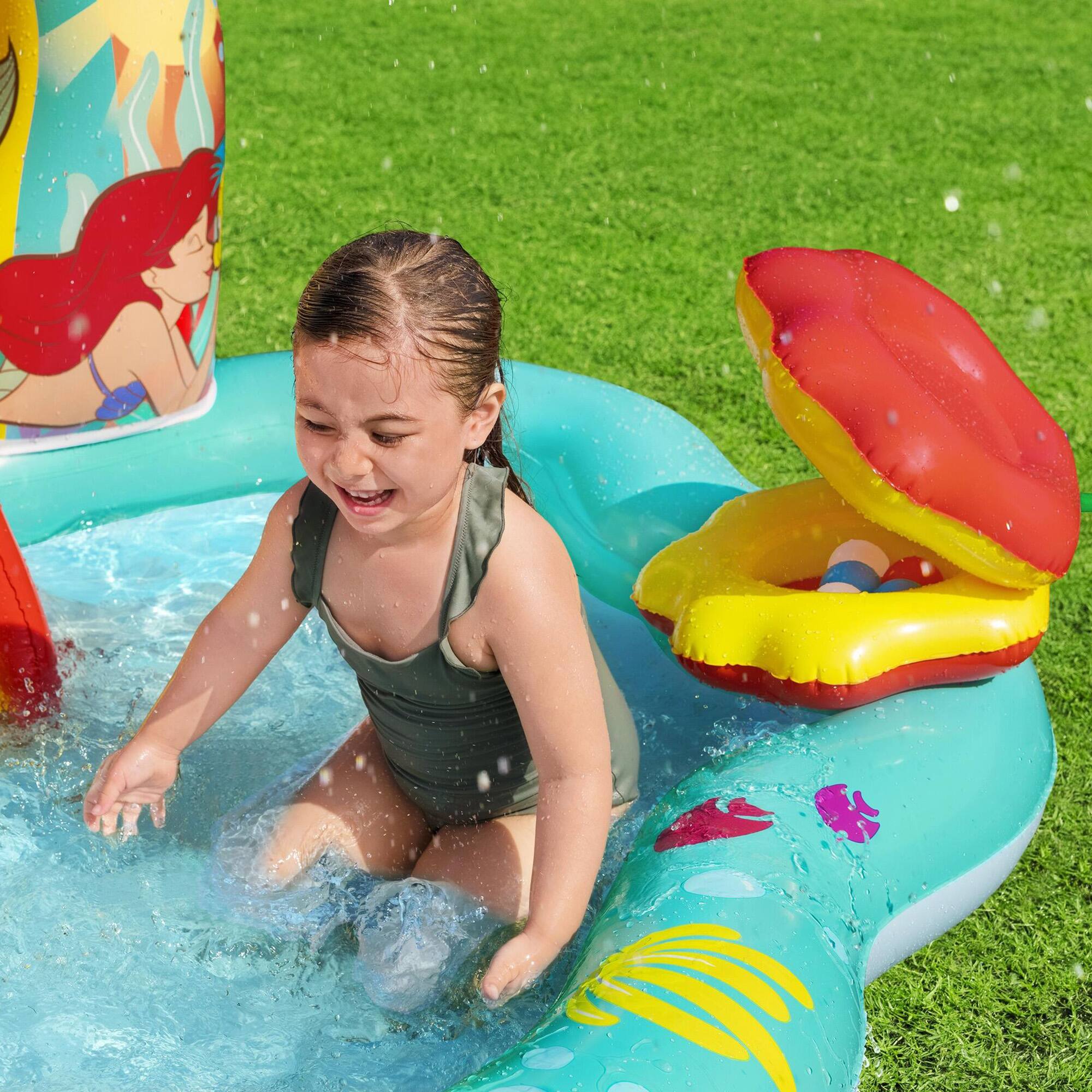 Alt View 2. Disney - Disney Little Mermaid Inflatable Kids Water Play Center Backyard Activity Pool - Multi.