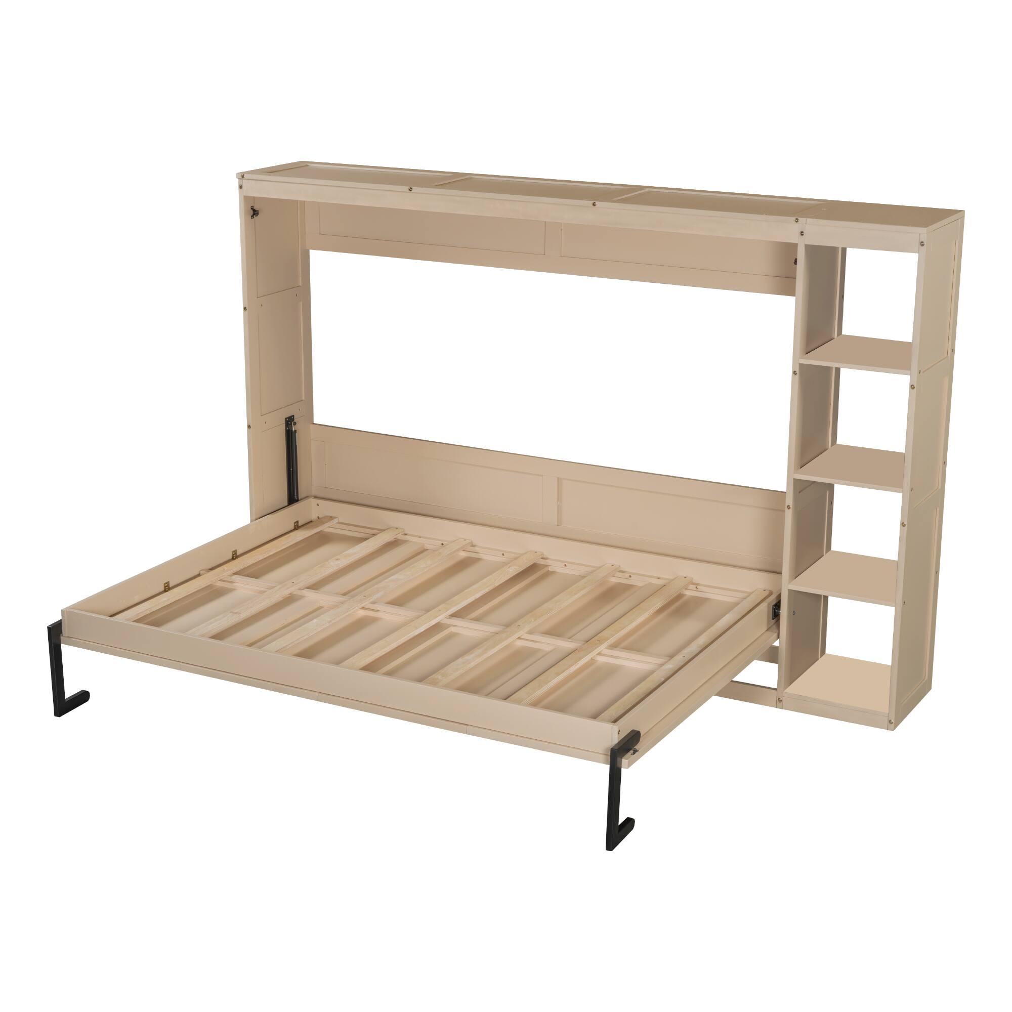 Alt View 2. TinyHomie - Full Size Murphy Bed with Bookshelf Natural - Natural.