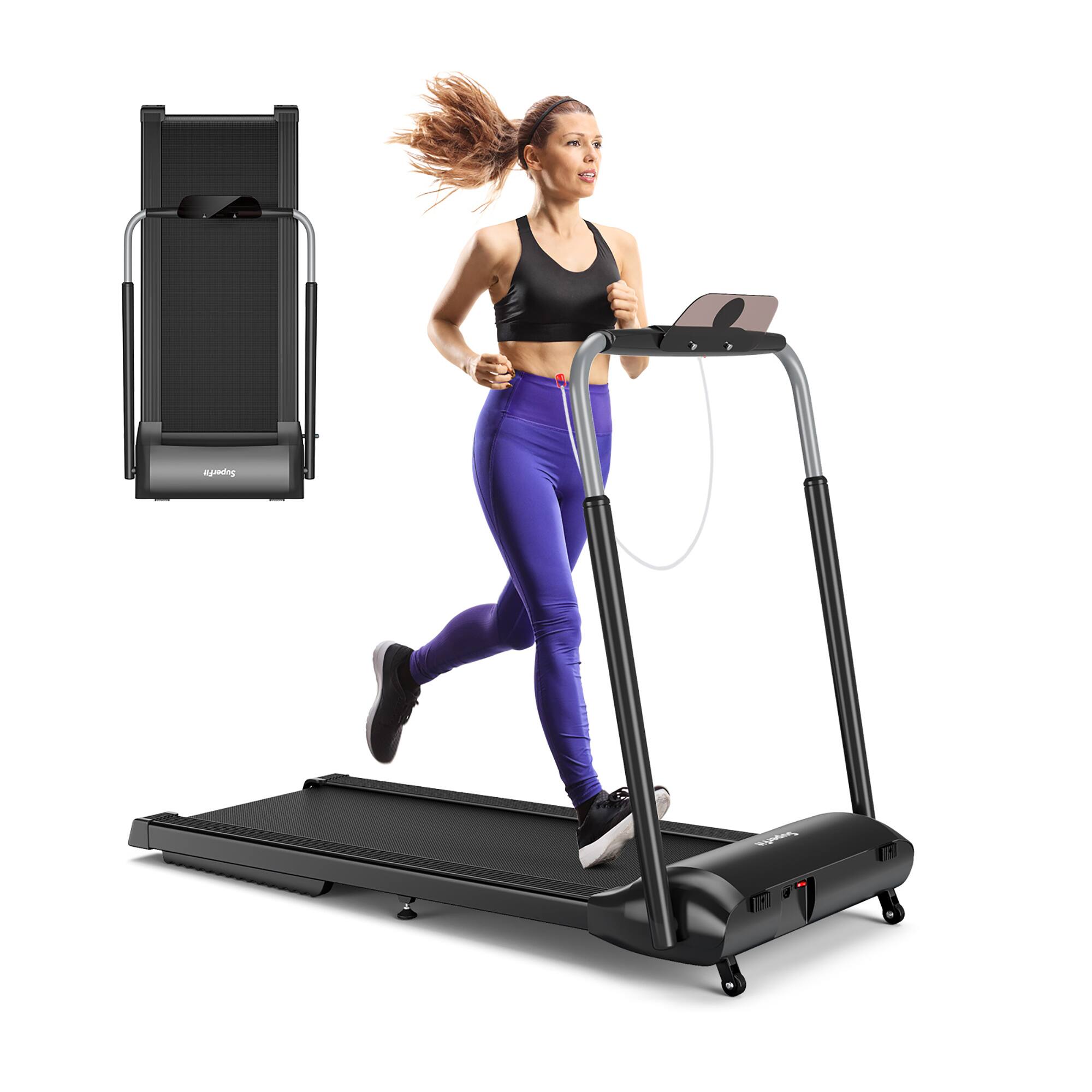 Costway - 3HP Folding Treadmill Compact Walking Jogging Machine W/Touch Screen APP Control - Black
