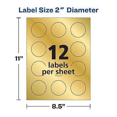Label Size: 2" Diameter  
11" x 8.5"  
12 labels per sheet