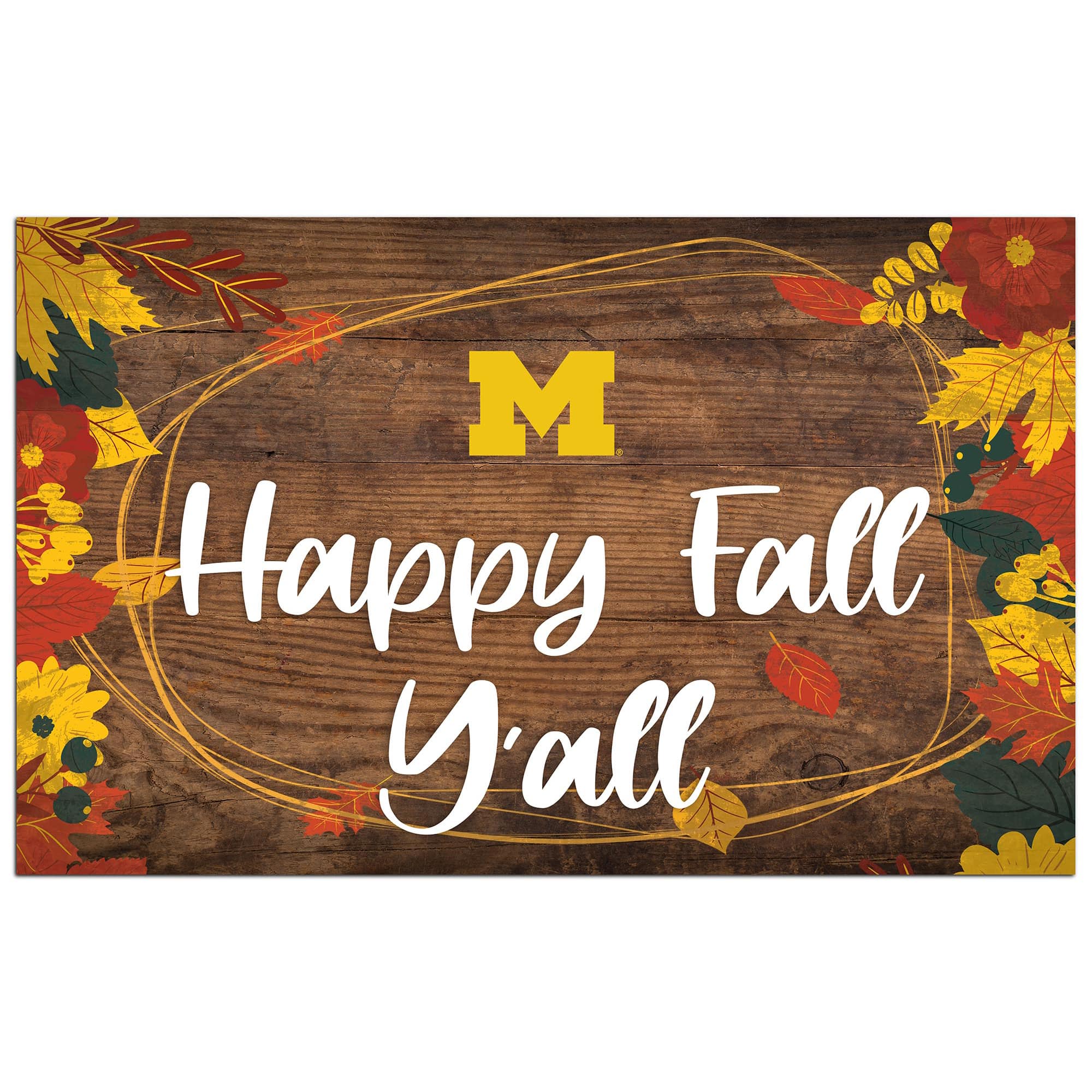 Fan Creations - Michigan Wolverines 11'' x 19'' Happy Fall Y'all Sign - Brown price history on PriceWatchPro