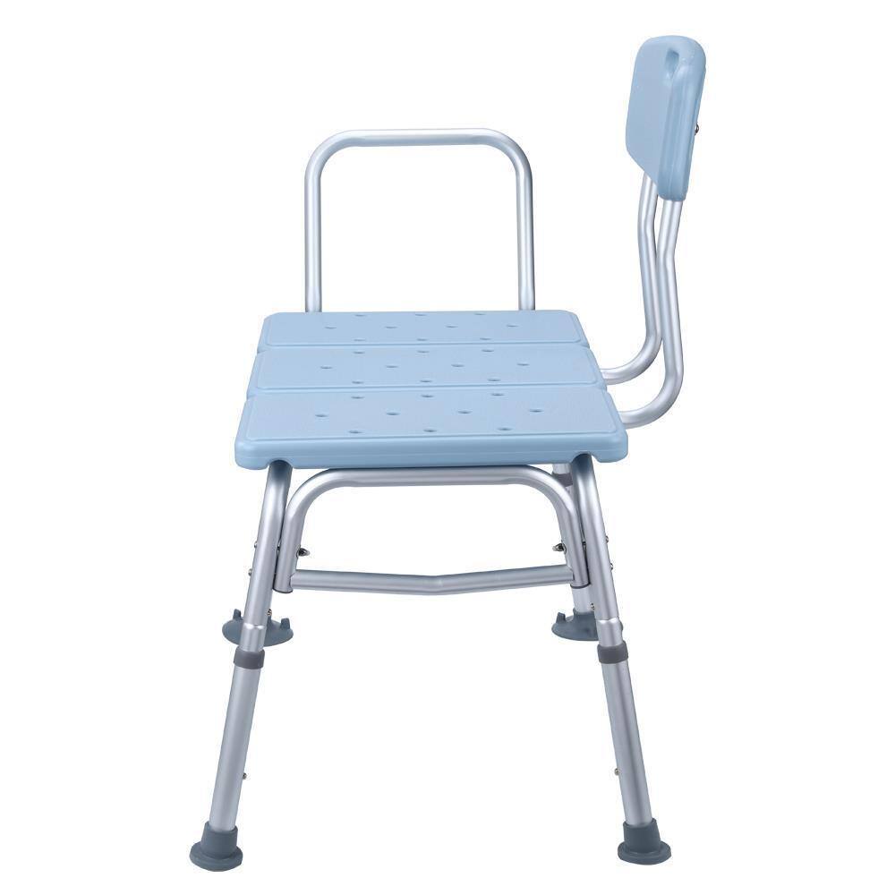 Alt View 2. Winado - Shower Chair Bath Tub Shower Transfer Bench Stool with Backrest Seat, Adjustable Heights, Non-Slip Handle, Drain Holes - Blue.