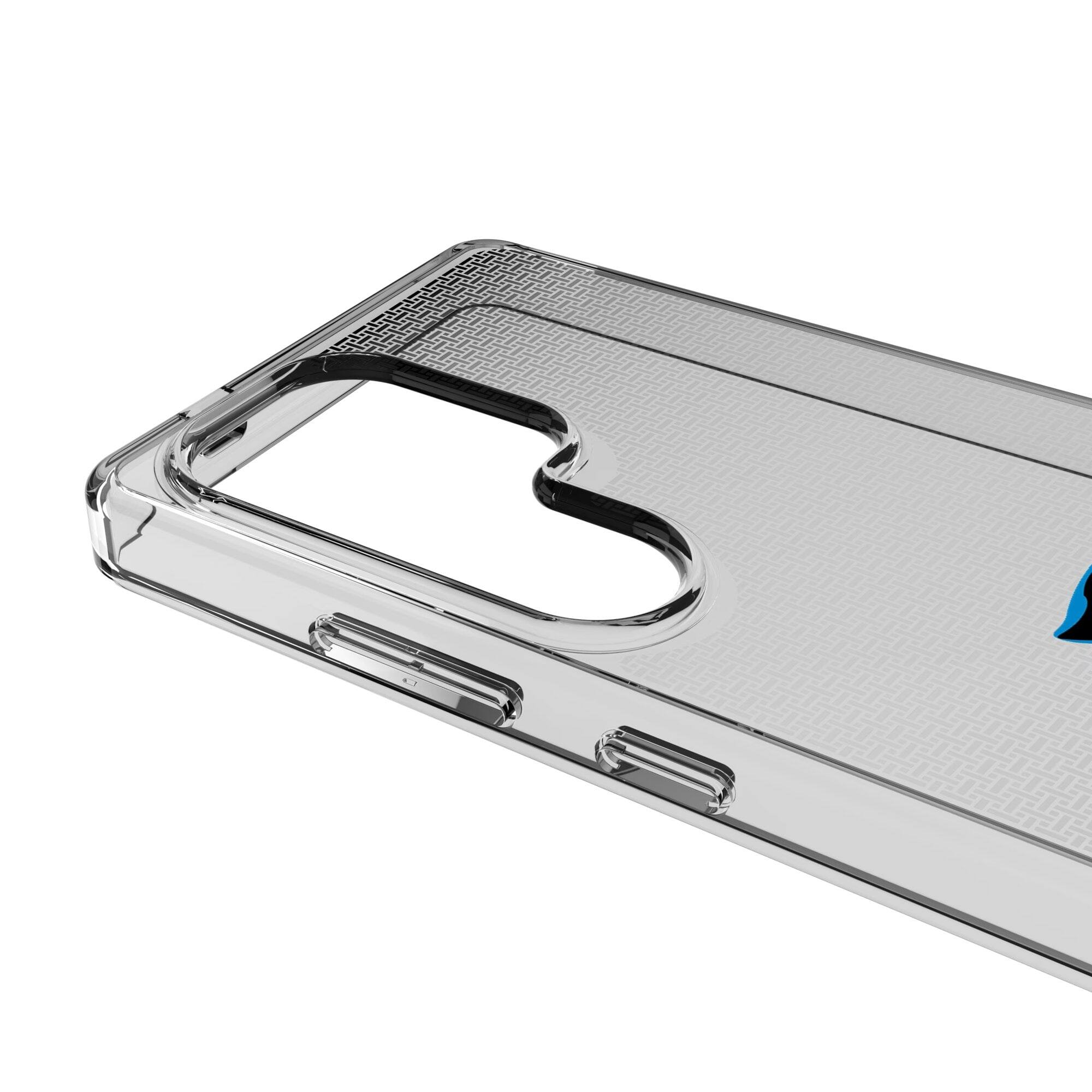 Alt View 2. Keyscaper - Carolina Panthers Linen Logo Galaxy Clear Case - S24 - Multicolor.