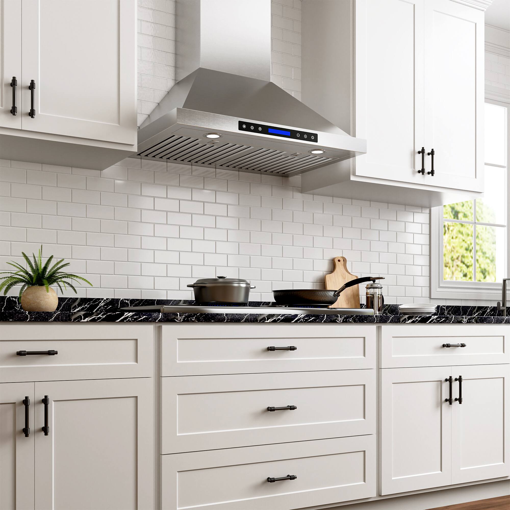 Alt View 2. Onefly - 30 inches - Convertible - Wall Mount Range Hood - Stainless Steel.