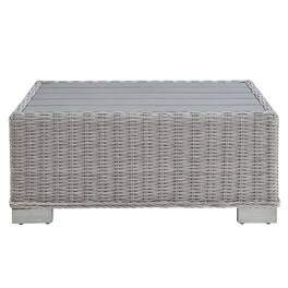 Outdoor Escape - Outdoor Wicker Rattan Coffee Table, Weather-Resistant Finish For Patio Lounge - Gray