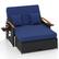 Front. Costway - Costway Patio Rattan Daybed Set with Cushioned Loveseat & Storage Ottoman for Porch - Navy + Black.