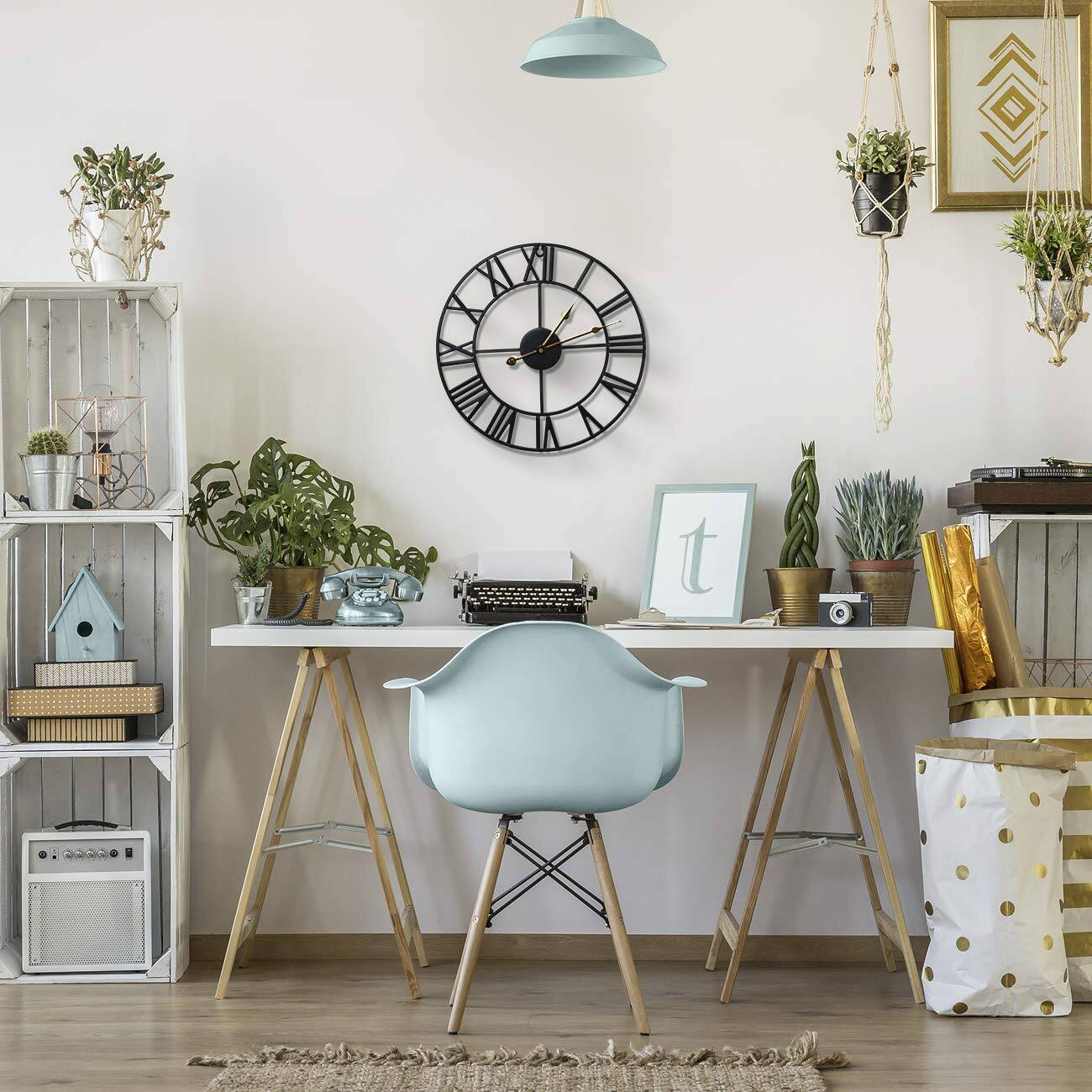 Alt View 1. Sorbus - Sorbus Large Wall Clock for Living Room Decor – Easy to Hang 16-Inch Big Wall Clock – Metal Wall Art for Kitchen - Black.