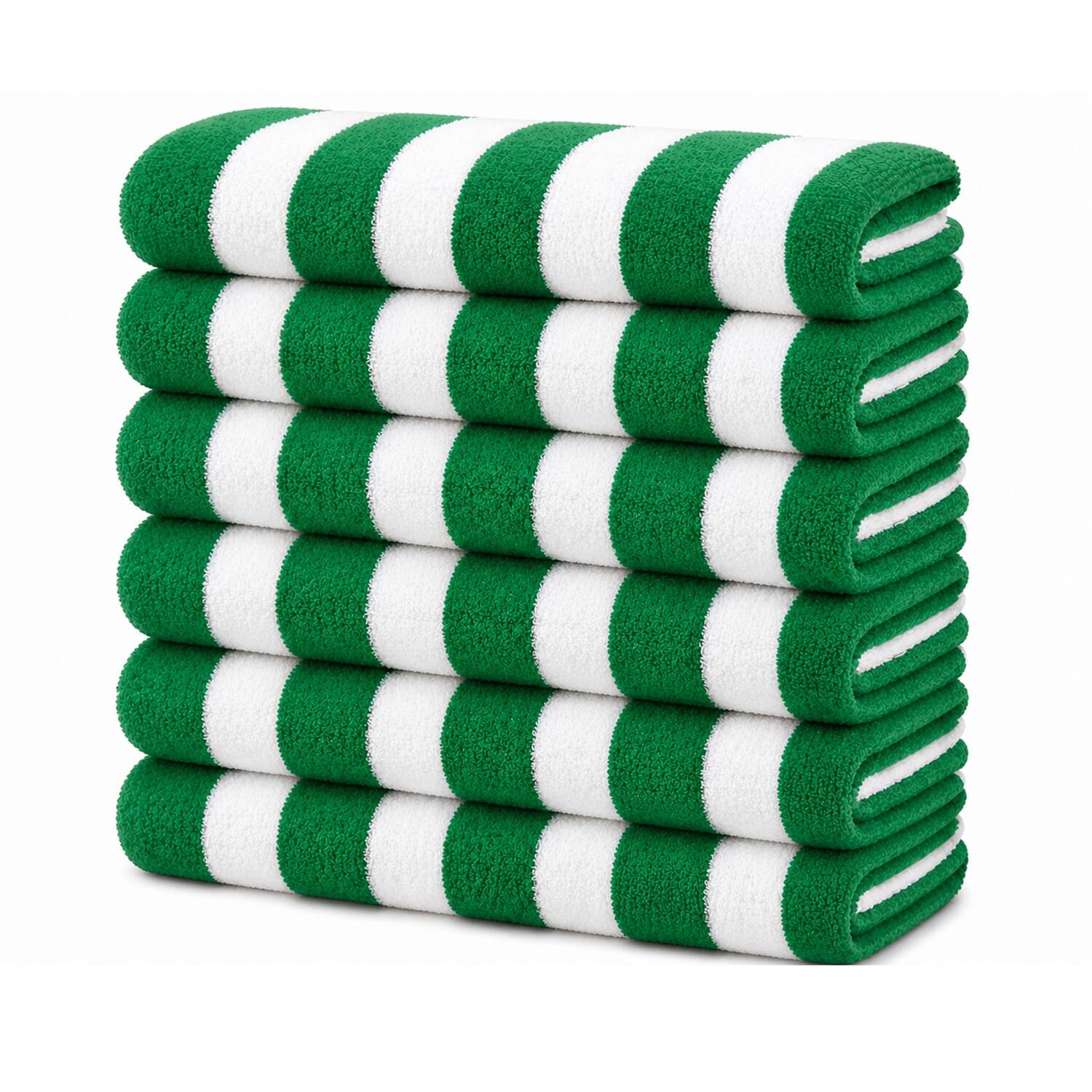 Front. Plazatex - Plazatex Terry Cabana 80% Cotton 20% Polyester Oversized 6 Pack Beach Bath Towel 36" x 66" Green - Green.