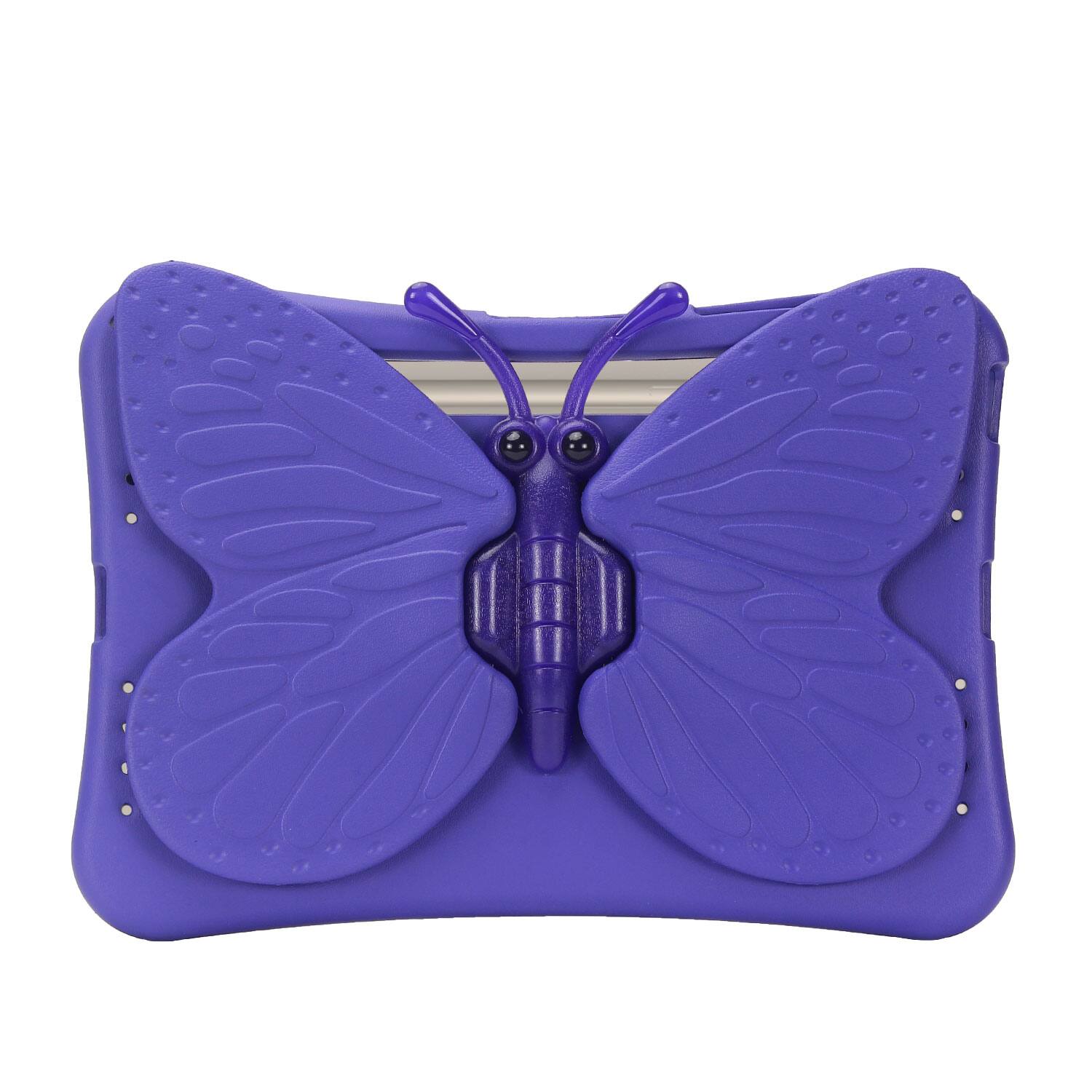 Angle. Dteck - Kids Butterfly Case for Samsung Galaxy Tab S9 FE+ 2023 & Tab S9+ & Tab S8+ & S7 FE,3D Cartoon EVA Shockproof Stand Cover - Purple.
