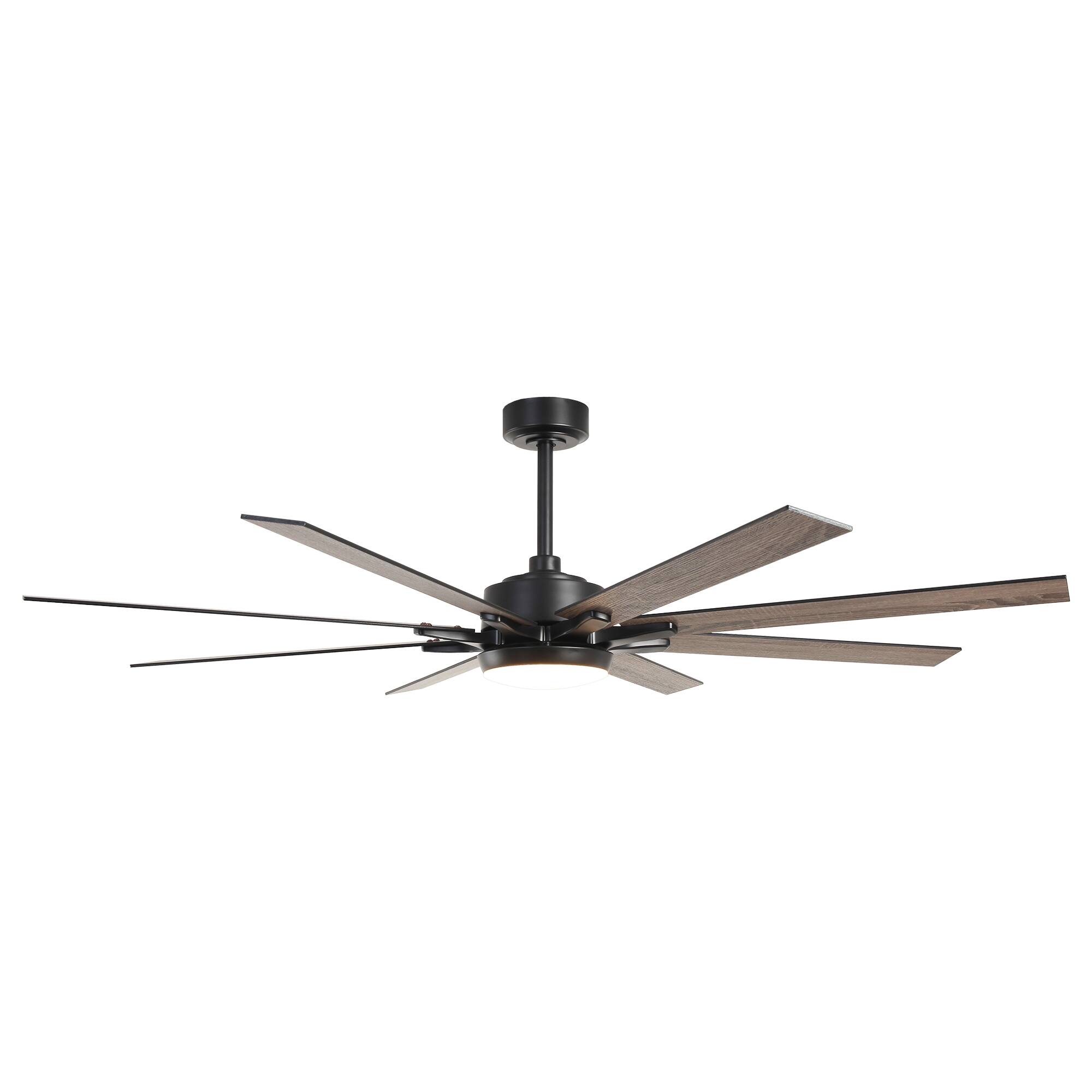 Alt View 3. Parrot Uncle - 65-inch Indoor LED Ceiling Fan with Light and Remote Control, 8 Reversible Blades, DC Reversible Motor - Black.