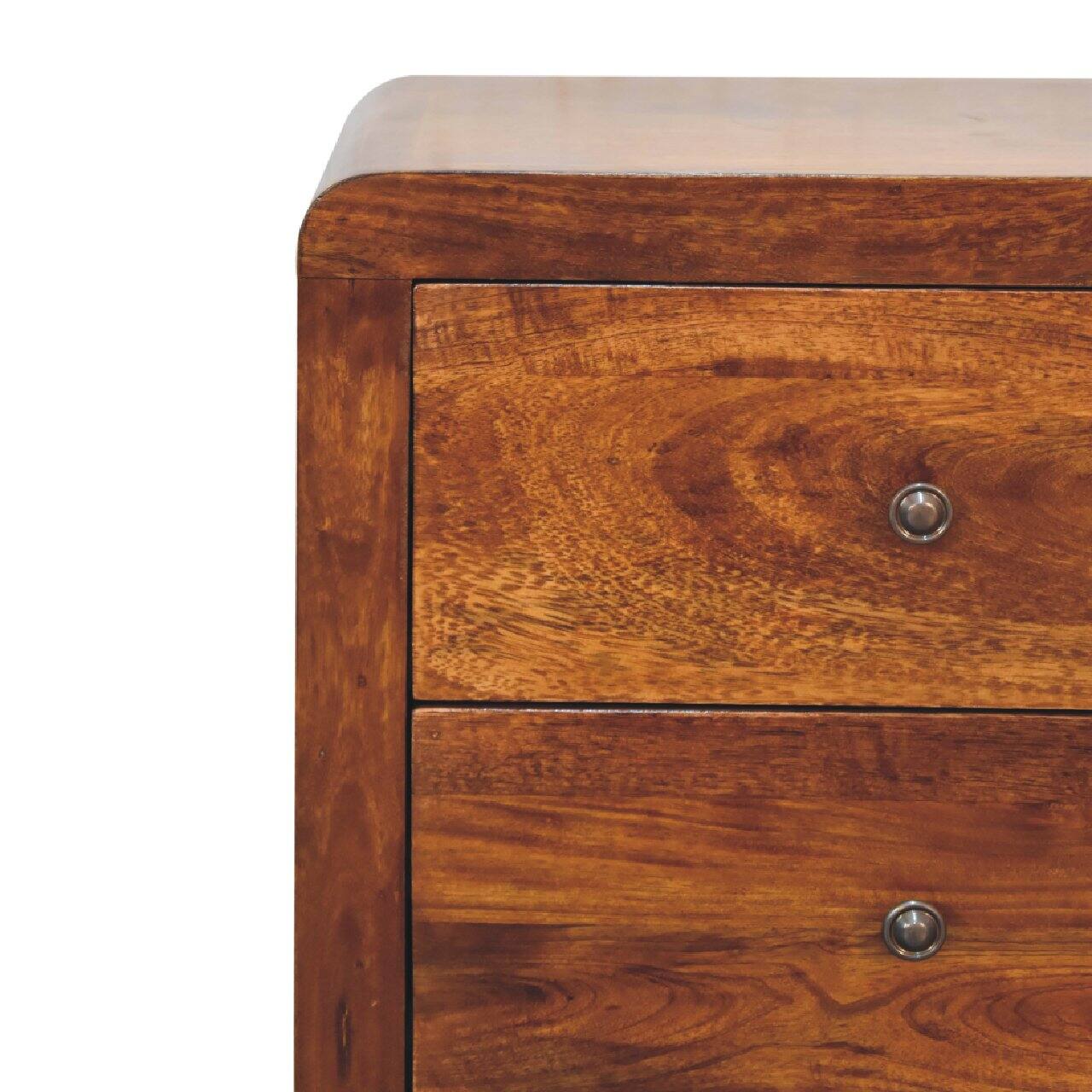 Alt View 1. Artisan Furniture - Artisan Furniture Solid Wood Naya Nightstand, 3 Drawers, Dark Brown - Chestnut.