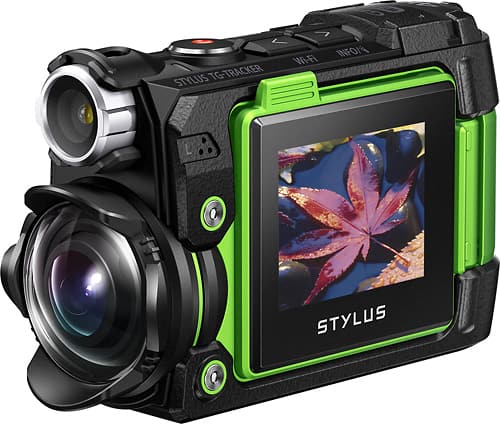 Olympus - TG-Tracker 4K Waterproof Action Camera - Green - Angle