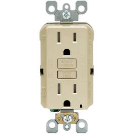 Leviton - SmartlockPro 15 amps 125 V Duplex GFCI Outlet 5-15R 1 pk - Ivory