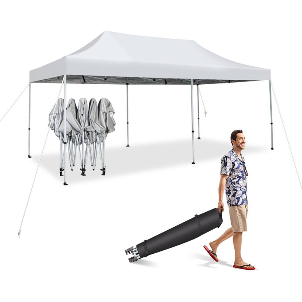 Angle. Kadyn - 10 x 20 Feet Outdoor Pop-Up Patio Folding Canopy Tent-White, Outdoor Gazebo Wedding Party Tent Canopy Tent.