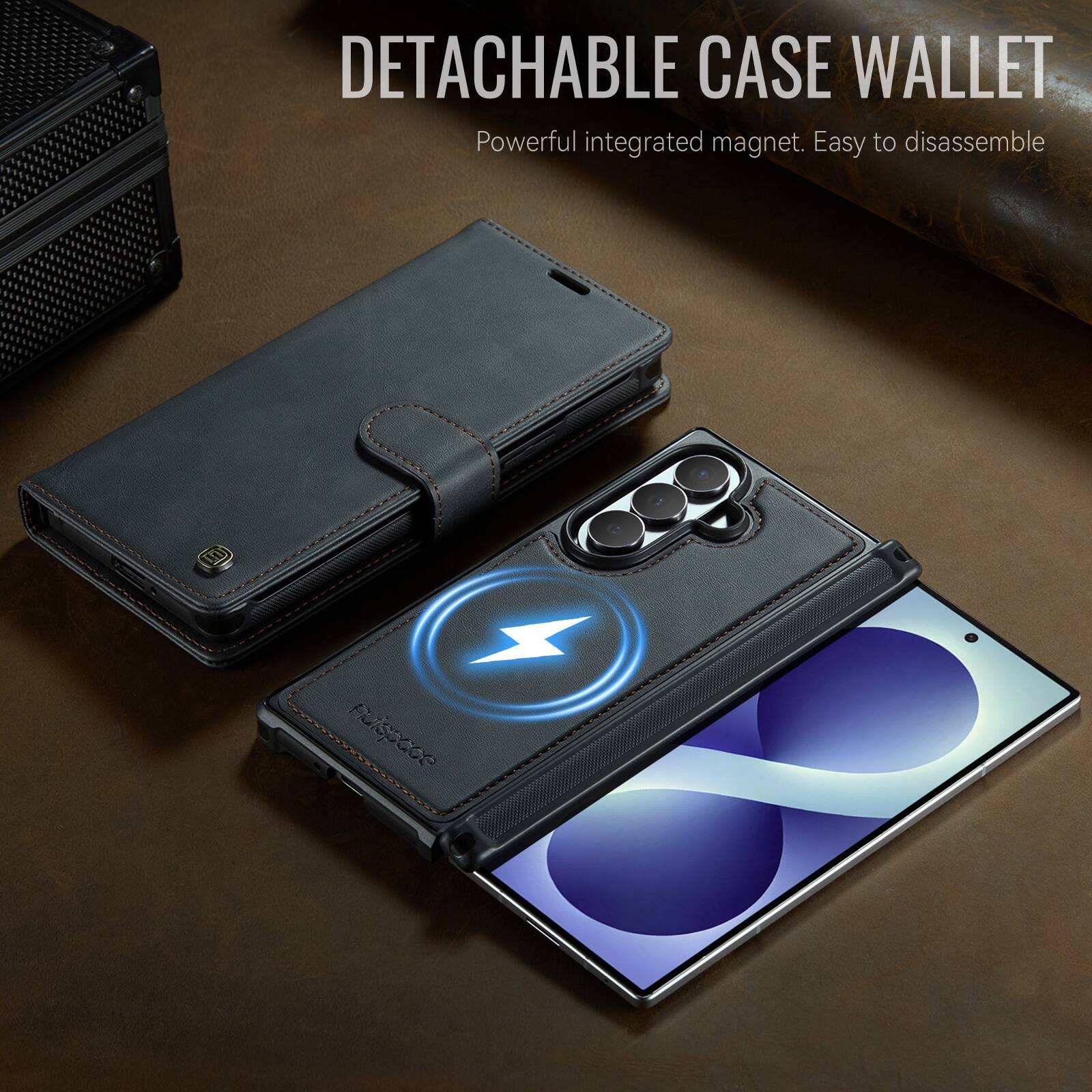 DETACHABLE CASE WALLET  
Powerful integrated magnet. Easy to disassemble