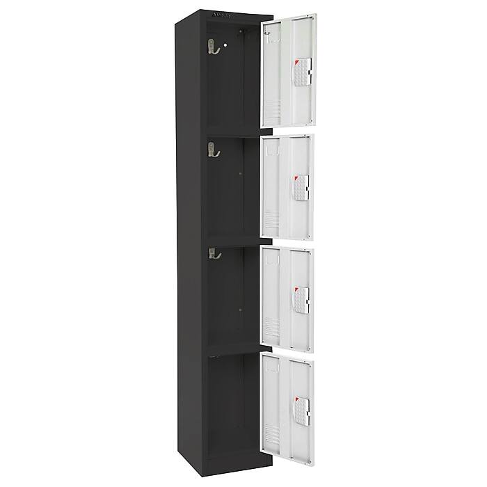 Alt View 2. AdirOffice - Storage Locker 629-Series 72" H 4-Tier Steel Digital Lock 4-Shelf Locker - Black Bidy/White Doors.