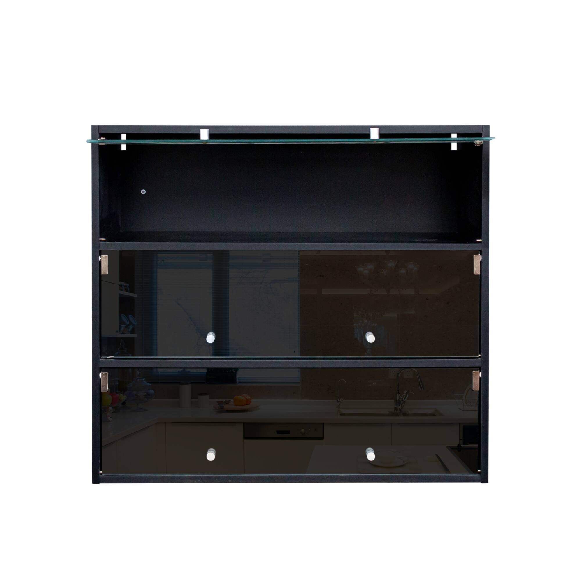 Alt View 1. GOODSILO - Elegant Glass Door Shoe Display Cabinet with Customizable LED Lighting for Sneaker Enthusiasts - Black.