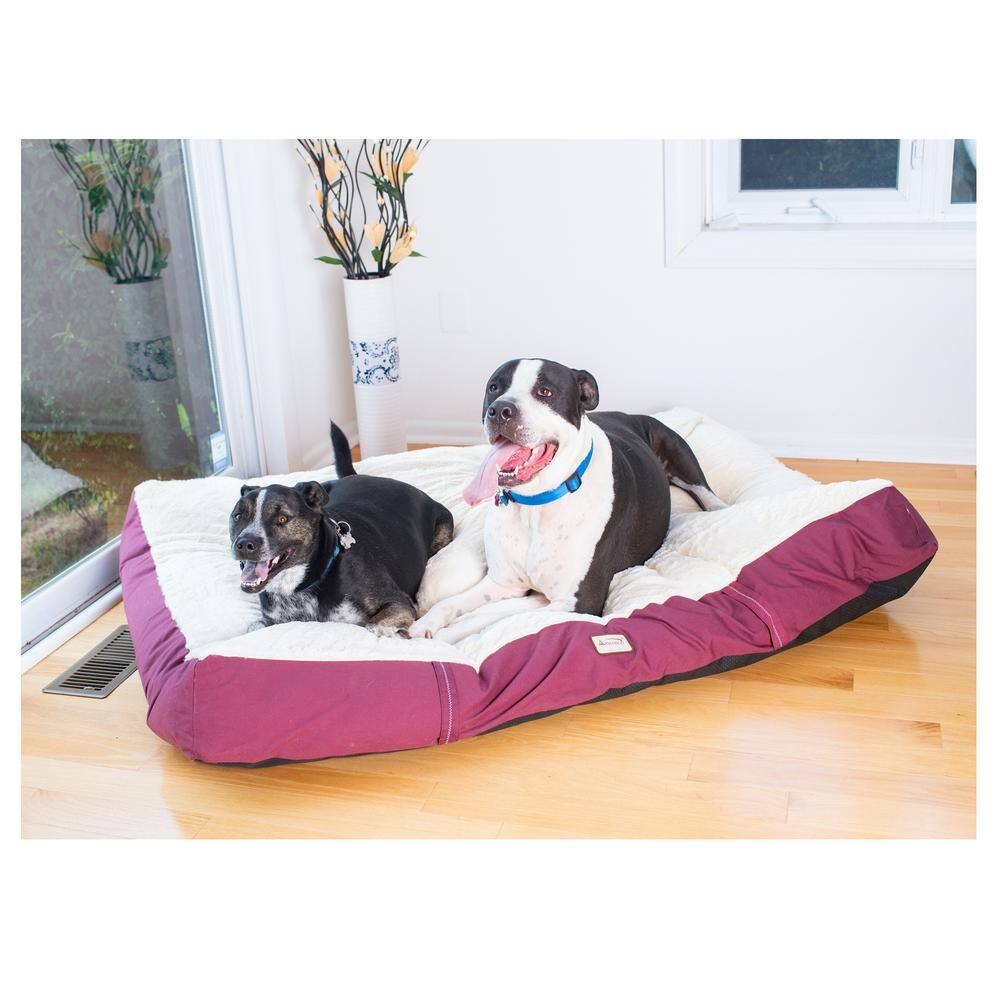 Alt View 6. Armarkat - Double Extra Large Pet Bed Mat With Poly Fill Cushion In Ivory and Burgundy - White.